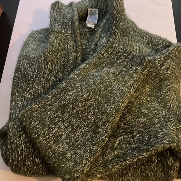 GAP wool blend zip up turtleneck green white speckled sweater Sz M - Picture 3 of 3